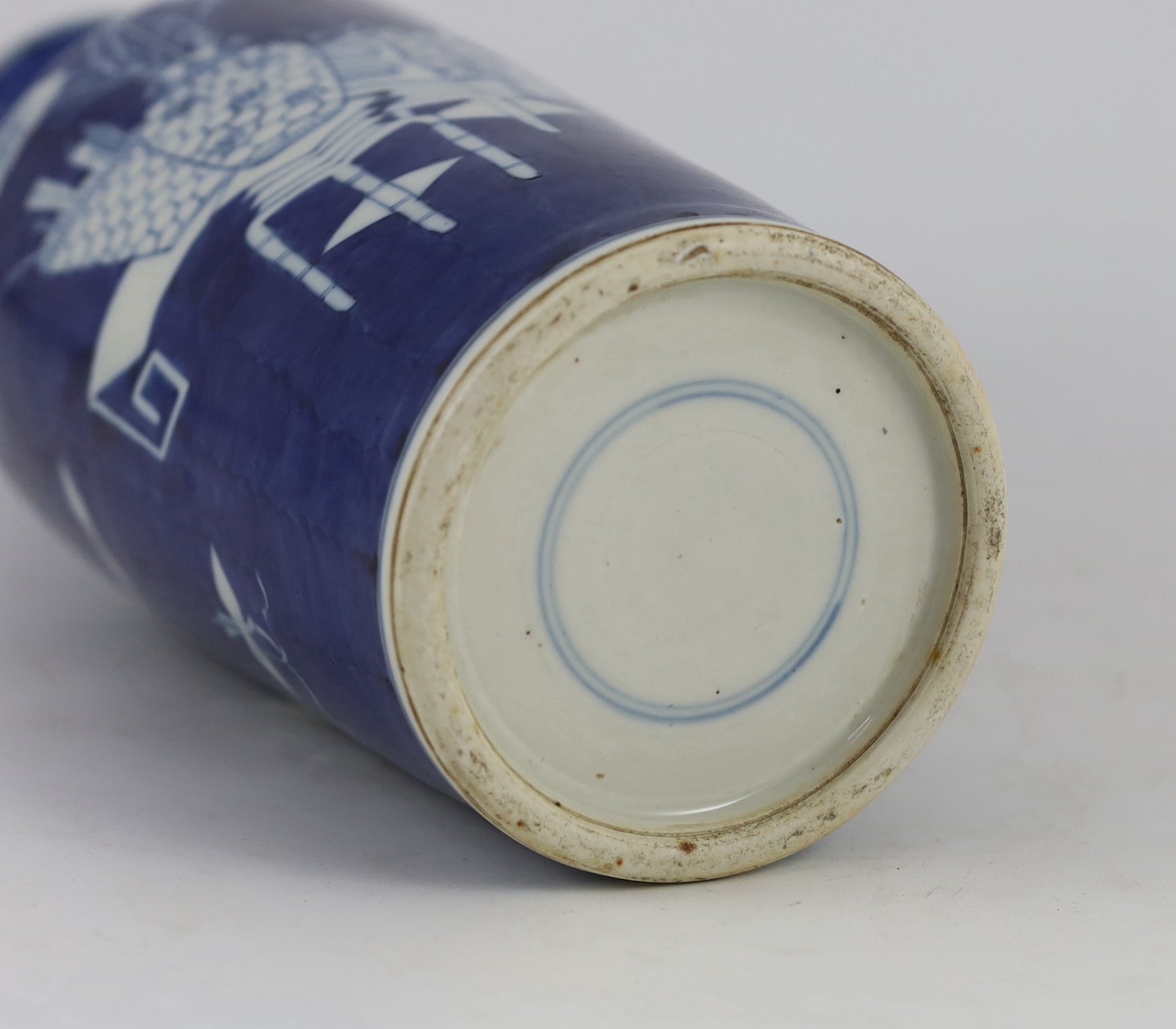 A Chinese blue and white 'Antiques' vase, early 20th century, 38 cm high